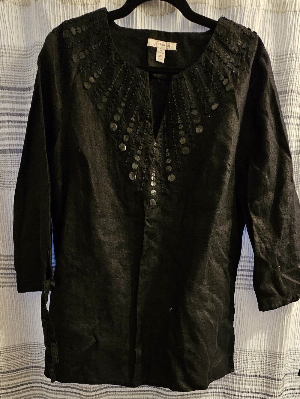 JM Collection- Black Sequin-Embellished Tunic